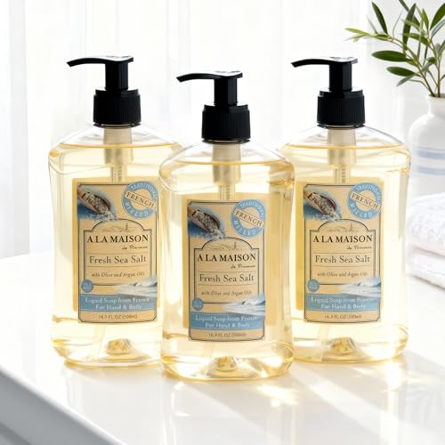 Fresh Sea Salt Hand Wash - Natural Liquid Hand Soap with Essential Oils - 16.9 Fl Oz, 6 Pack