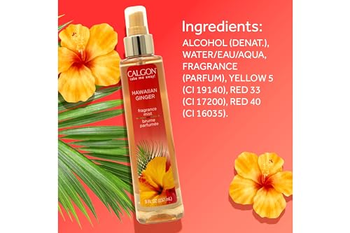 Calgon Hawaiian Ginger Fragrance Body Mist - Long-Lasting 8 oz (Pack of 5)