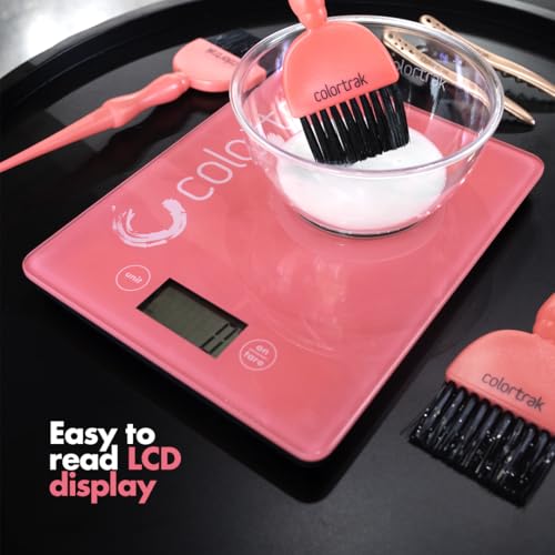Colortrak Digital Scale, Tempered Glass Scale for Measuring Fits Most Color Trays and Stations, Measures Quantities in lb, oz, ml, g, kg, Sleek 8" x 6.5" Design
