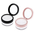 AKOAK 2 Pcs Capacity 20 ml(0.67 oz) Empty Reusable Plastic Loose Powder Compact Container DIY Makeup Powder Case with Sponge Powder Puff,Mirror and Elasticated Net Sifter (Large mesh face)