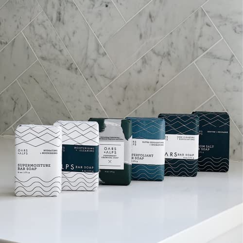 Oars + Alps Exfoliating & Moisturizing Bar Soap for Men, Deep Cleaning Soap, Clean Ingredients, All Skin Types, Shea Butter, Coconut Oil, 1pk