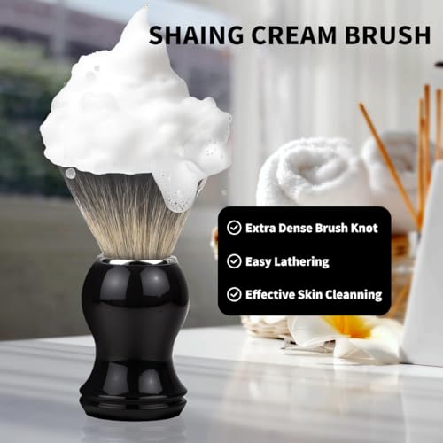 Shaving Brush Set 2 in 1, Shaving Brushes for Men with Comfortable Handle, Soft Bristle Shave Brush Shaving Kit Includes Brush Stand, Christmas, Birthday Gift for Bearded Man