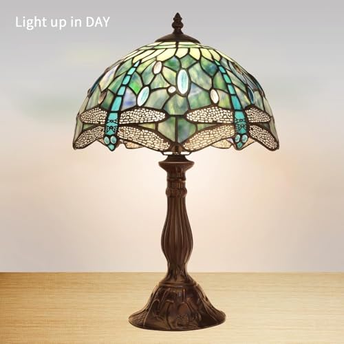 Pterying 18-Inch Tiffany Dragonfly Stained Glass Table Lamp - Green, Handcrafted, Vintage Accent Light (Variation: Dragonfly Lamp)