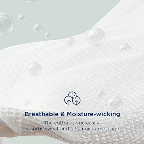 Bedsure 100% Cotton Waffle Weave Blanket - King Size, White, 104x90 Inch - Variation 01 White / King