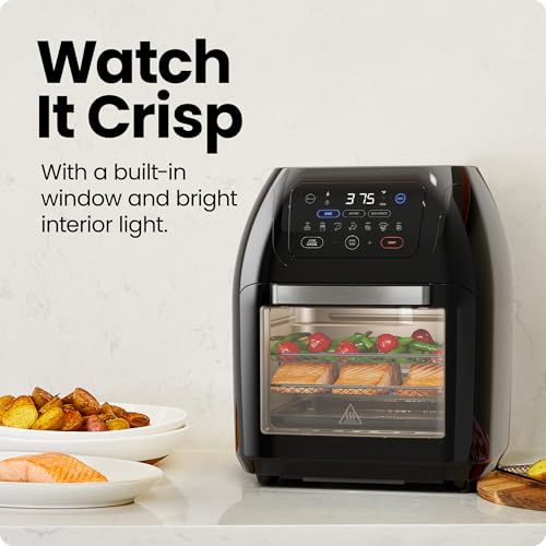 10 Quart Family Size Digital Air Fryer with Rotisserie & 17 Presets - Black