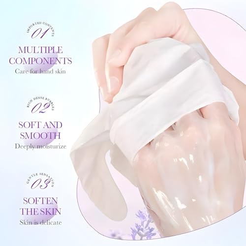 Moisturizing Hand Masks Set - Hydrating Collagen Gloves for Dry Skin, Lavender Scent