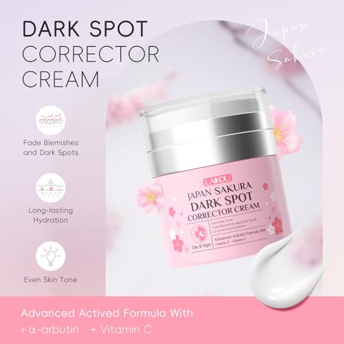 LAIKOU Japan Sakura Dark Spot Remover Face Cream 2pcs, Brightening & Even Skin Tone