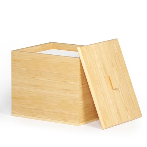 Bamboo Disposable Face Towel Holder - Rectangular, 7.13 Inch Bathroom Organizer