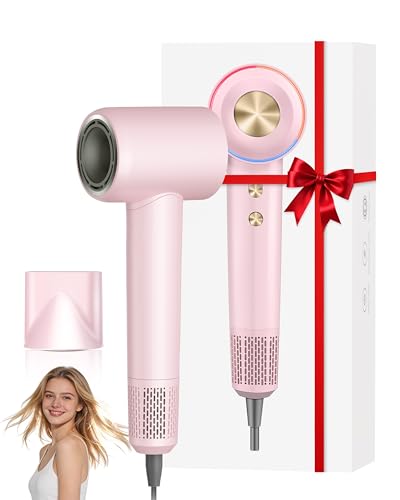 Pink Ionic Hair Dryer - High-Speed 150,000 RPM Professional Blow Dryer with Negative Ions
