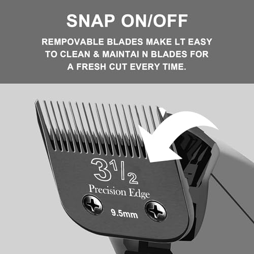 Size3-1/2 Professional Detachable Replacement stainless steel Blades set,compatible with Andis AGC,BDC,BGC,MBG Series,oster Classic 76/Star-Teq/Power-Teq Clippers£¬Cut Length 3/8-Inch(9.5mm) black