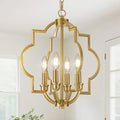 15.6 Inch Brushed Gold Geometric Pendant Light - Farmhouse Chandelier