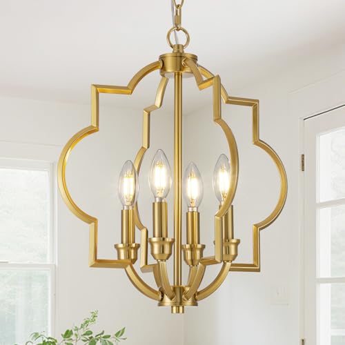 15.6 Inch Brushed Gold Geometric Pendant Light - Farmhouse Chandelier