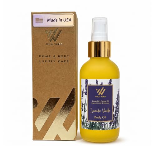 Lavender Vanilla Body & Massage Oil - Hydrating Natural Botanical Oil, 4oz - Nourishing Vegan Moisturizer