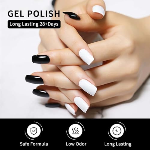Gel Nail Polish Set 9pcs 15ml Black White Pink Series UV LED Soak Off Nail Art Kit - Variation 145A