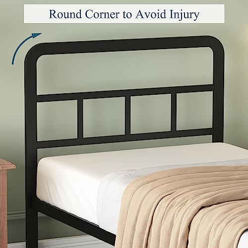Modern Twin XL Bed Frame with Headboard and Footboard - Heavy Duty Metal Platform, Easy Assembly, Black