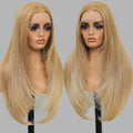 Ombre Blonde Synthetic Lace Front Wig 26in Pre Plucked Layered Straight for Women