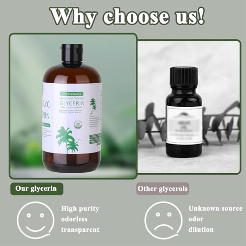 Organic Vegetable Glycerin ? USDA Organic Certified, 100% Pure, 16 fl oz ? Natural Skin & Hair Moisturizer ? Ideal for DIY Beauty, Soaps, Lotions & More ? Non-GMO, Palm Oil Free