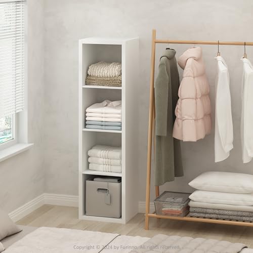 Furinno Cubic Extra Thick 4-Cube Closet Organizer Storage - White, Vertical