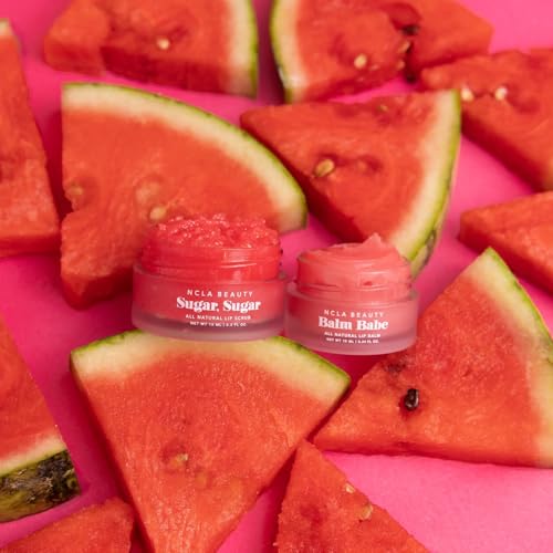 Watermelon Lip Treatment Set - Natural Lip Scrub & Hydrating Balm, 3 Pieces