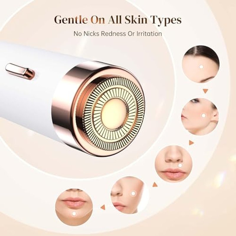 Epilator for Women, 2-in-1 Facial Hair Removal Epilator, Painless Designed Hair Remover with Built-in LED Light for Precision, Smooth Glide Hair Remover for Women Face Lips Chin Peach Fuzz