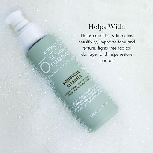 emerginC Scientific Organics Kombucha Cleanser - Nutrient Powerhouse Face Wash with Aloe Vera + Plant Stem Cells to Help Visibly Improve Skin Tone + Texture (4 oz, 120 ml)