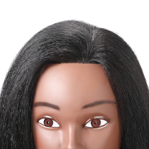 18 Inch Real Hair Mannequin Head for Hairdressing Training - Black