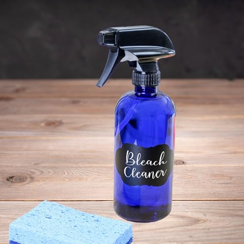 16oz Blue Plastic Spray Bottles with Mist & Stream Sprayers - Pack of 6 - Cobalt Blue