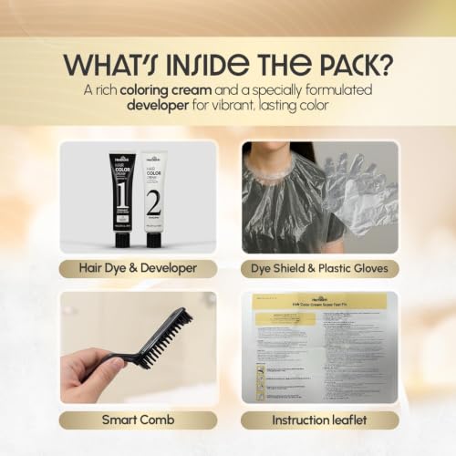 Herbishh Korean Permanent Hair Dye Natural Black 6 Pack - Ammonia-Free, Long-Lasting Color