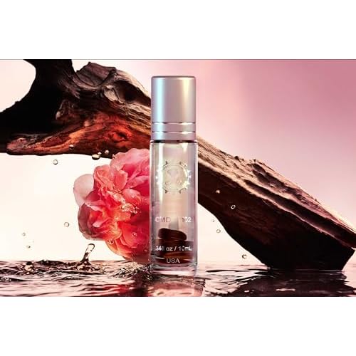 CMD Luxury Dubai Fragrance Perfume Oil Pheromones Infused, Roll On, Oud Ispahan Inspired, Natural Tigers Eye Crystal Rollerball, EDP Body Oil Roller, Unisex Gift Men & Women .34oz 10mL Travel Size