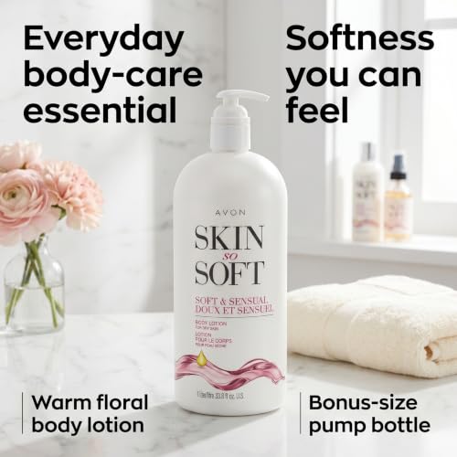 AVON Skin So Soft Soft & Sensual Body Lotion 33.8 Fl Oz with Pump - Pack of 1