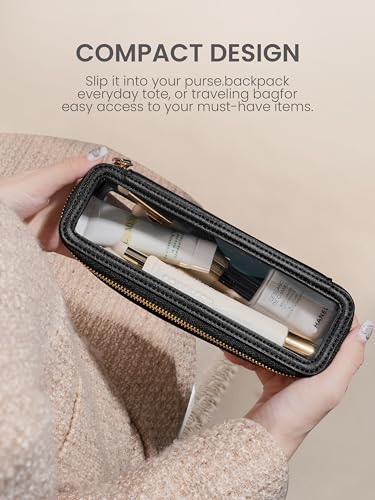Small Waterproof Toiletry Organizer Train Case Black - Transparent Makeup Bag