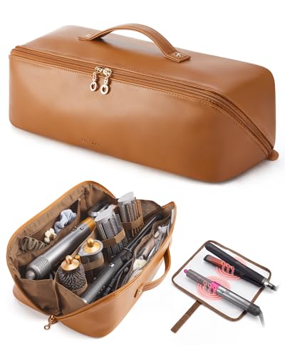 BAGSMART Vegan Leather Travel Bag for Shark FlexStyle & Airwrap - Brown