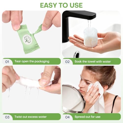 100 Pack Compressed Disposable Face Towels - Travel, Gym, Camping