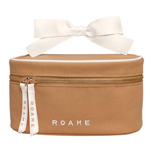 Roame Everyday Vanity Bag ? Elegant Canvas Cosmetic Travel Bag with Zipper, Spacious Toiletry Organizer & Makeup Pouch for Women ? Stylish Daily Companion for Life at Home or On-the-Go