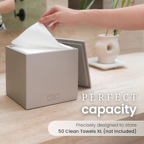 Cement Storage Box for 50 Disposable Towels XL - Taupe Stone, 9x8x9 Inches