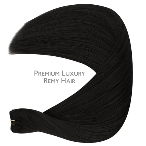 14 Inch Human Hair Sew-In Extensions G-#1 Jet Black Lightweight Remy Weft