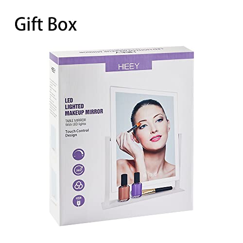 Lighted Makeup Mirror with Lights, 3 Color Modes, 5X Magnification, 360° Rotation - White
