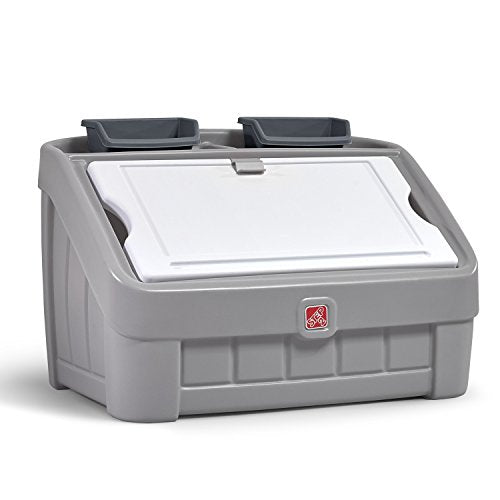 Kids 2-in-1 Toy Storage Chest & Art Easel - Gray