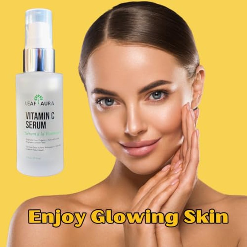 Leaf Aura Vitamin C Serum, Sulphate-Free, Organic+ Natural Formula, Brightens Uneven Skin, Made In Canada, 29.5ml