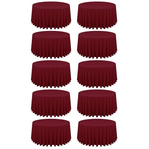 Burgundy Round Polyester Tablecloths - 10 Pack, 120 Inch - Formal & Casual Use Variation of THIS listing