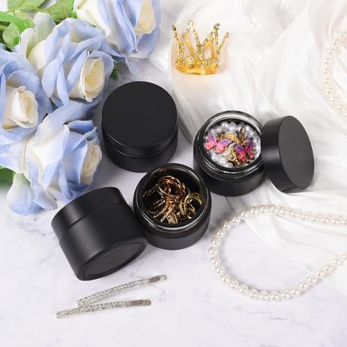 Black Frosted Glass Cosmetic Jars 2 oz with Airtight Lids - 24 Pack