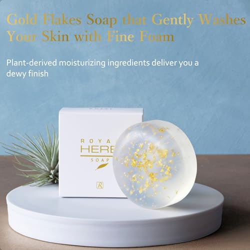 ROYALCOSMETICS ROYAL HERB SOAP Cleansing Bar Soap Moisturizing with Aloe Vera Leaf Extract, Ginseng Extract and Gold, 3.53 OZ / 100g