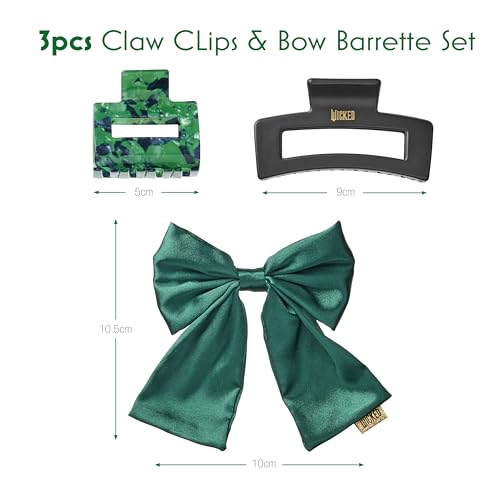 Wicked 3PK Claw Clip & Bow Barrette set - hair clips - gift box - hair clips for women - gifts for her - hair accessories -Scunci by Conair