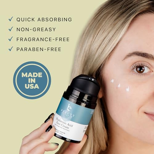 Hyaluronic Acid Moisturizer for Face - Unscented, 1.58 oz USA Made Organic