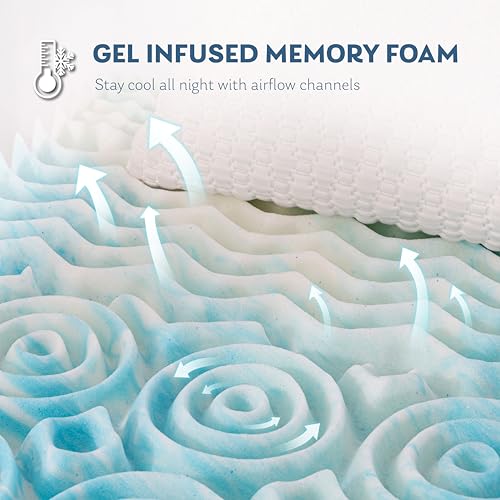 MLILY 3 Inch King Gel Memory Foam Mattress Topper with 5-Zone Support