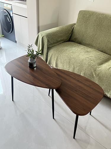 Nesting Coffee Table Set of 2 - Wooden Mid-Century Modern Living Room Tables