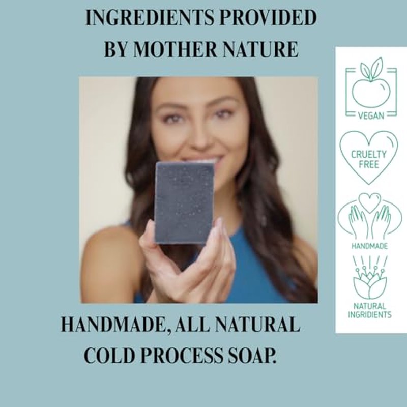 Aspen Kay Naturals Dead Sea Mud and Charcoal Soap Bar. With Organic Shea Butter & Pure Essential Oils. Charcoal Face Wash for Men, Women & Teens. (6 pack)
