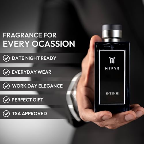 Merve Intense Eau De Parfum for Men - Long Lasting Citrus & Woody Scent 3.4 Oz