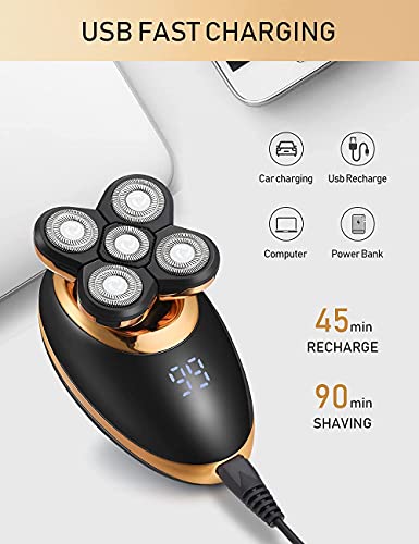 Gold 5D 5-in-1 Men's Electric Shaver & Grooming Kit Waterproof Cordless