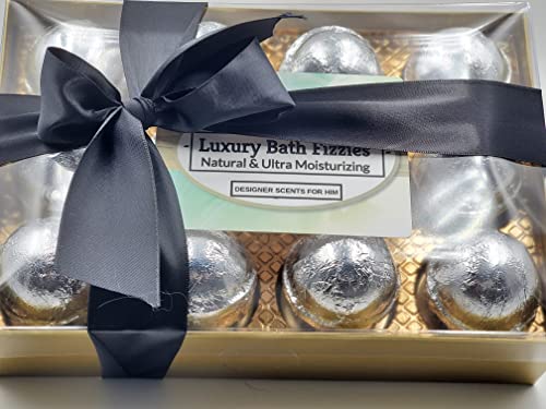 Men's Organic Bath Bomb Set - 12 Designer Fragrances for Relaxing Spa Experience